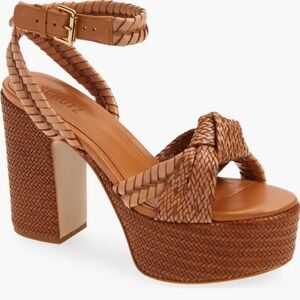 SCHUTZ Tan Braided Leather Sandals
